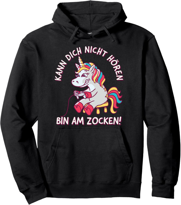 Kann Dich Nicht Hören Bin am Zocken Lustiges Einhorn Gamer Pullover Hoodie