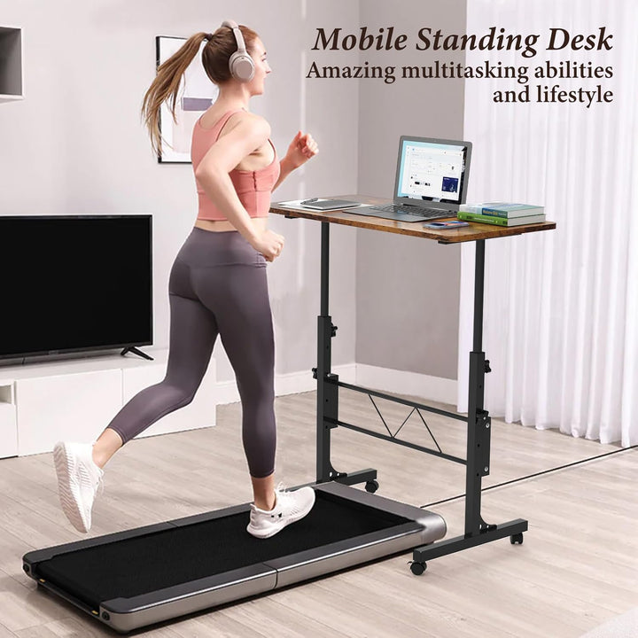 80x40cm Laptoptisch mit Rollen, Laptoptisch Höhenverstellbarer 69-110 cm, Computertisch Mobiler Steh
