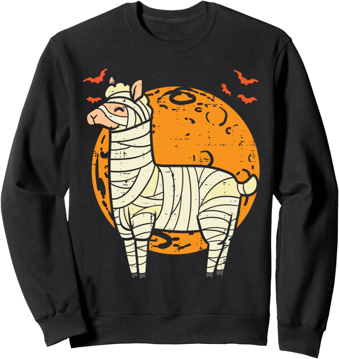 Mumie, Lama, Mond, niedliches Halloween-Alpaka, Tier, Herren, Damen, Kinder Sweatshirt