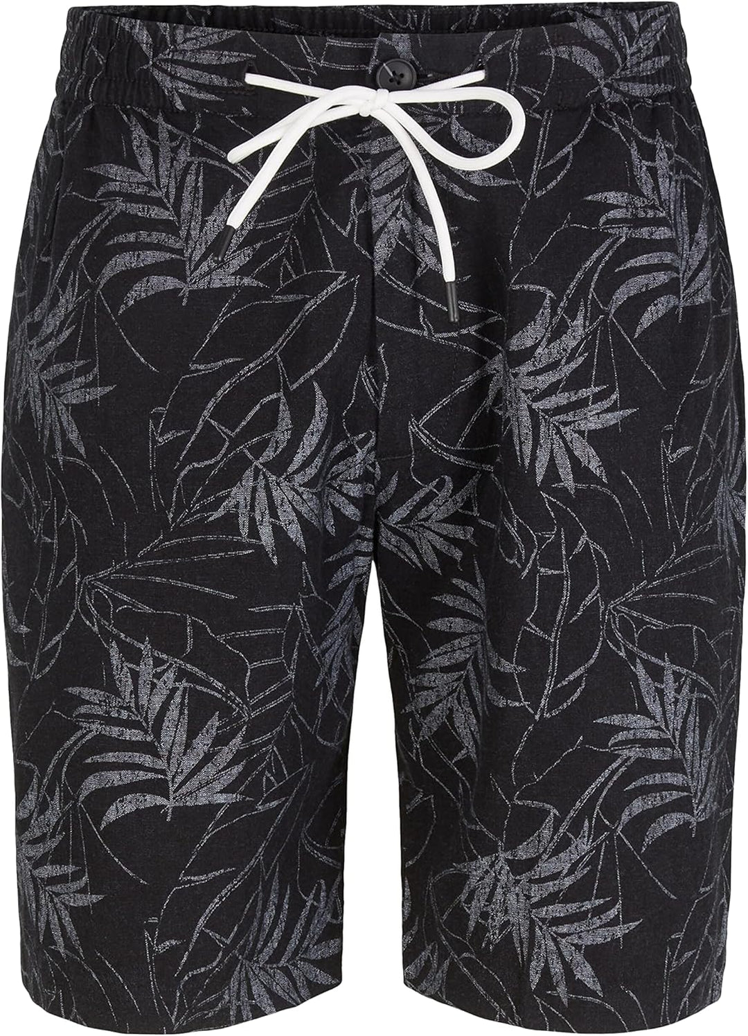 TOM TAILOR Denim Herren Bermuda Shorts aus Leinen XXL 31400 - Black Tonal Leaf Lines Print, XXL 3140