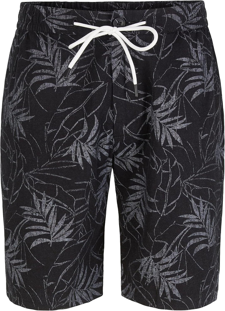 TOM TAILOR Denim Herren Bermuda Shorts aus Leinen XXL 31400 - Black Tonal Leaf Lines Print, XXL 3140