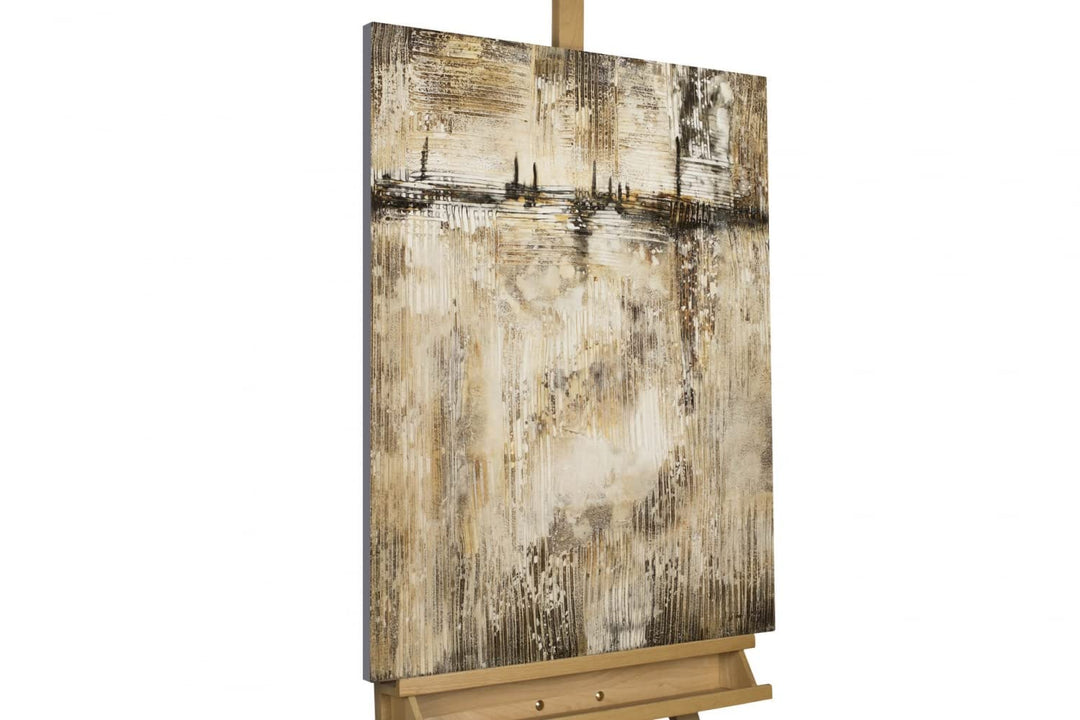KunstLoft Leinwandbild | 100% HANDGEMALT | 60x80cm | Gemälde 'Inside Out' | Abstrakt | Beige Braun |