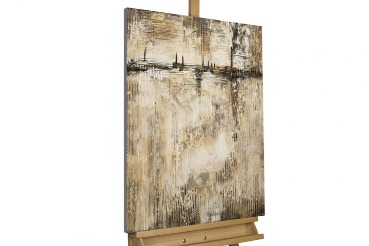 KunstLoft Leinwandbild | 100% HANDGEMALT | 60x80cm | Gemälde 'Inside Out' | Abstrakt | Beige Braun |