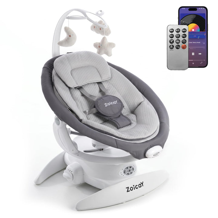 Baby wippe Zoicay 3-in-1 Babywippe Elektrisch für Neugeborene mit 9 modi 360° Drehbar und Schaukel A