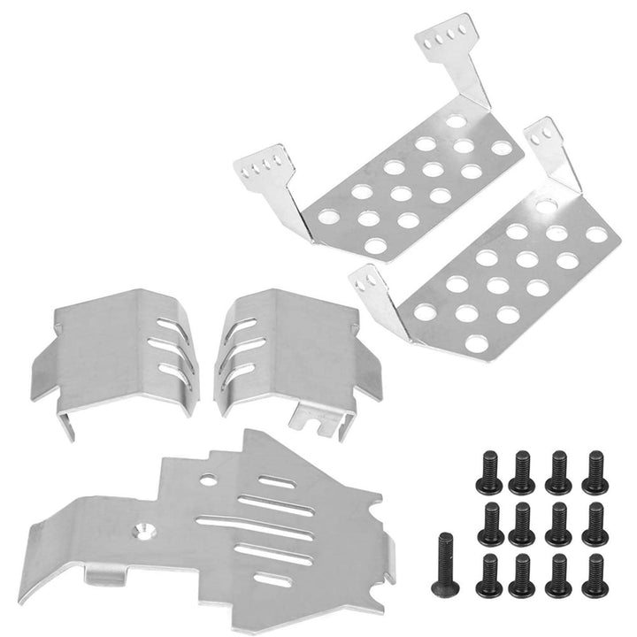 RiToEasysports RC-Chassisplatte, Edelstahl-RC-Chassis-Panzerungsschutzplatten-Unterfahrschutz-Set fü
