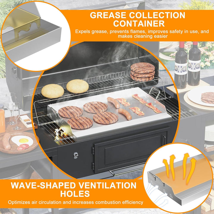 Froadp Edelstahl Grillplatte | 54x41x7cm Universal BBQ Plancha mit Ölrinne | BBQ Plancha für Gas- &amp;
