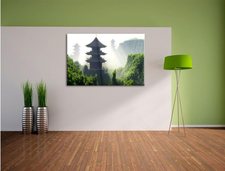 chinesische Häuser, Format: 100x70 auf Leinwand, XXL riesige Bilder fertig gerahmt mit Keilrahmen, K