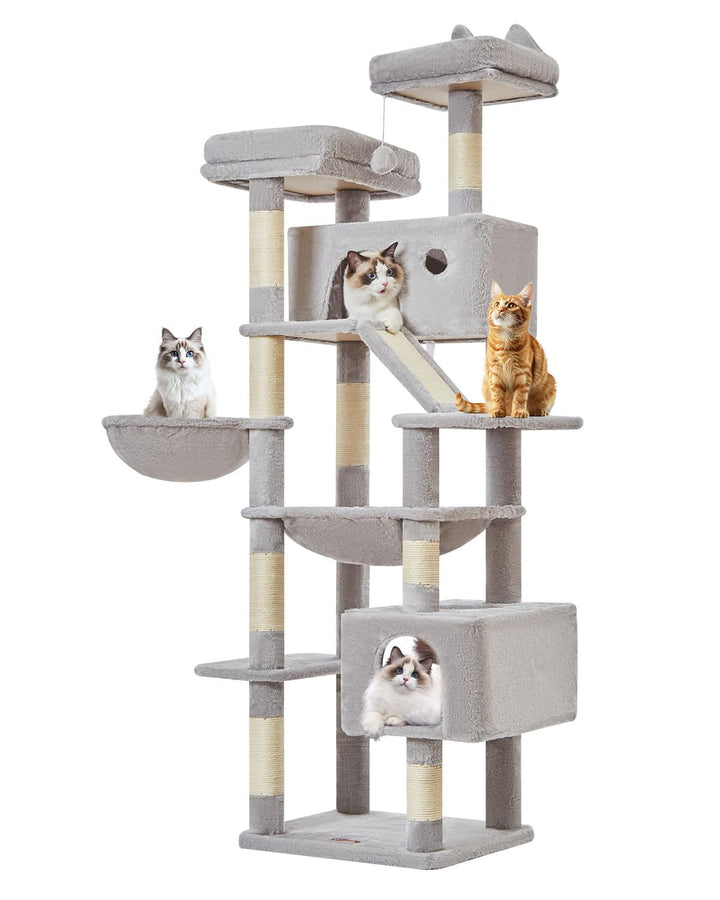 Taoqimiao 180CM Kratzbaum Gross, Katzenbaum Katzen Kratzbaum Grosse Katzen Stabil mit 2 Katzenhaus,
