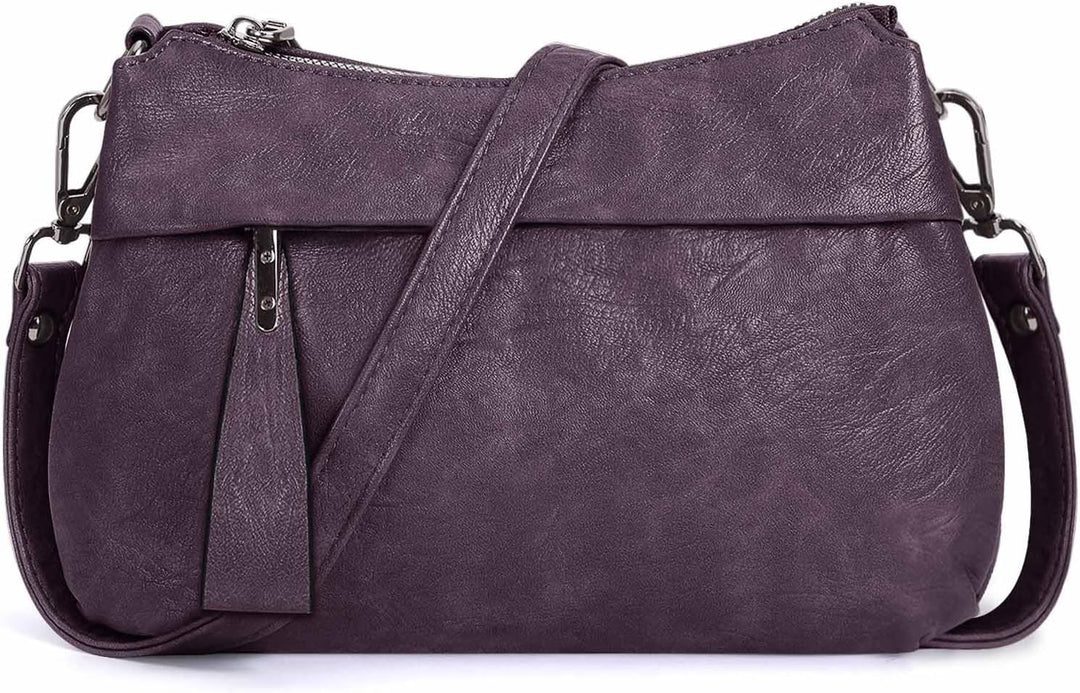 HUA ANGEL Mittelgross Handtasche Damen UmhäNgetasche Echt Leder Mit Mehreren Fächer Für Handy Und Po