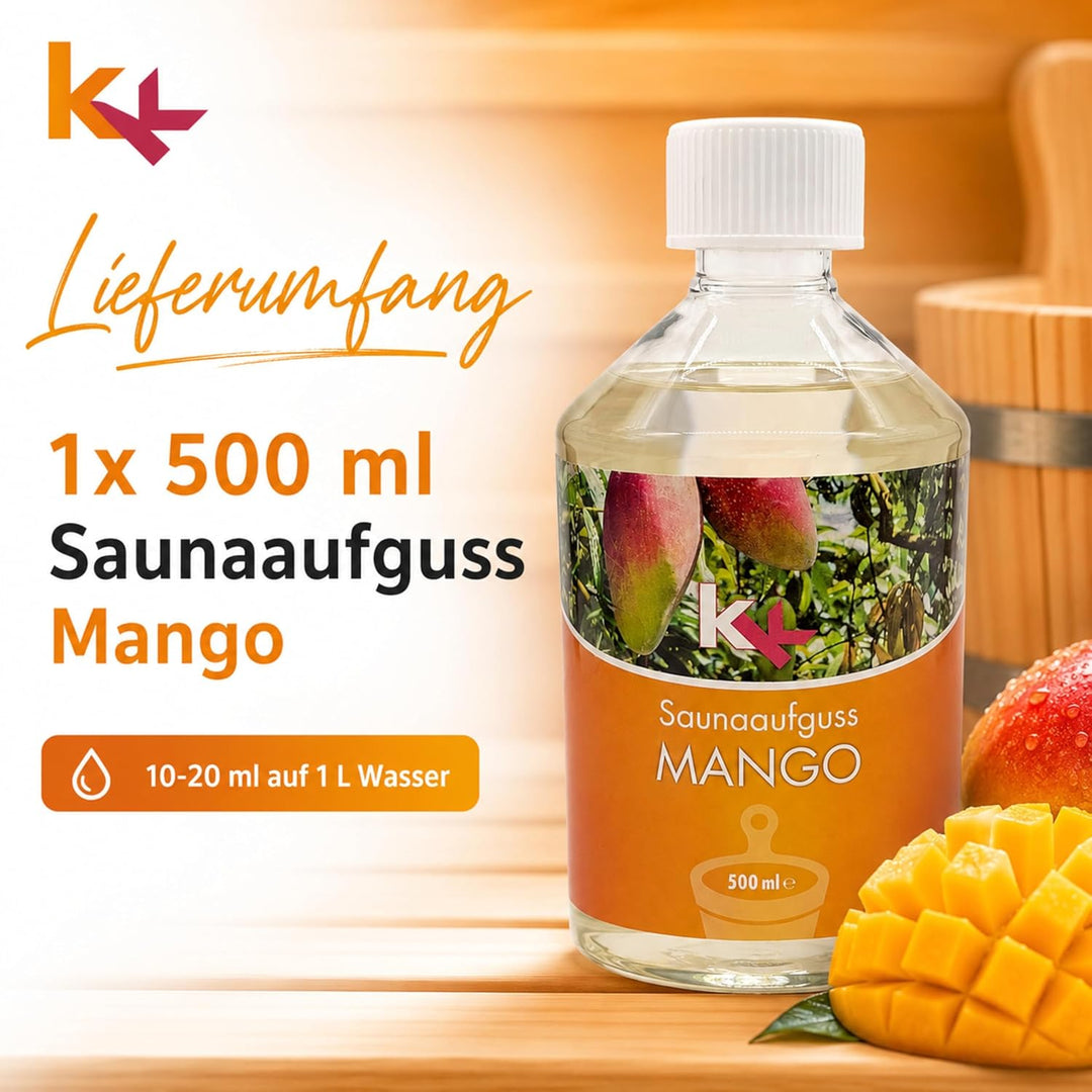 KK Sauna Aufguss Konzentrate PREMIUM - Made in Germany - Duftsorte Mango- 500 ml Flasche - Wellness