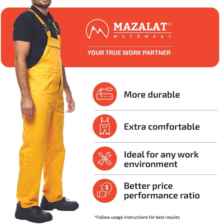 Mazalat Lange Latzhose mit Multifunktionstaschen Berufsbekleidung für Handwerker, Maurer, Dachdecker