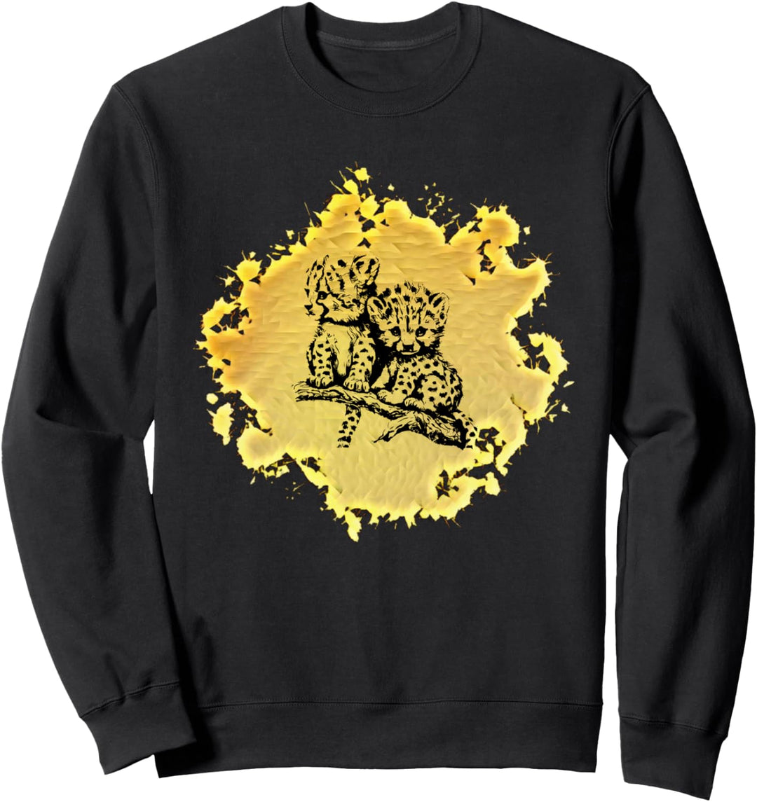 Gepard Motiv Raubkatzen Afrika Katzen Tiere buntes Geparden Sweatshirt