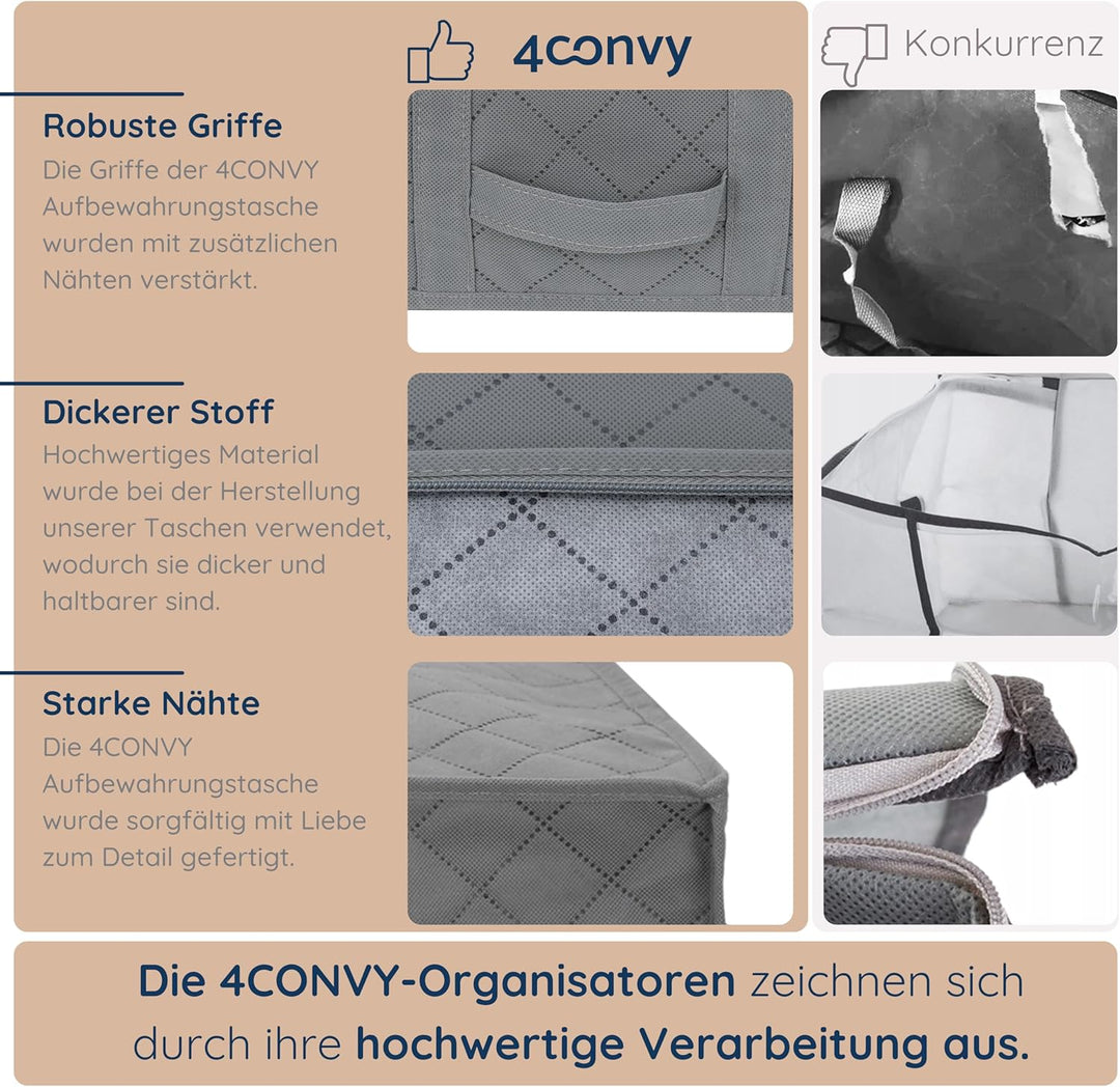 4CONVY Bettbezug zum Aufbewahren von Bettwäsche - Box mit grossem Fenster und Griff - faltbare Aufbe