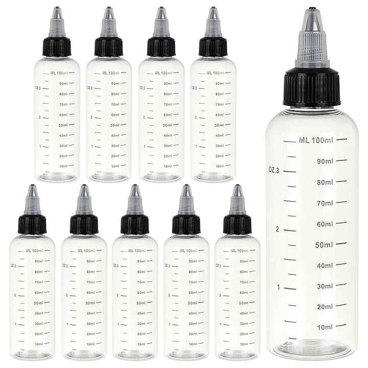 BENECREAT 10PCS 100ml Transparente Plastik Quetschflaschen Mit Schuppen Und Schwarzer Twist Kappe Gr