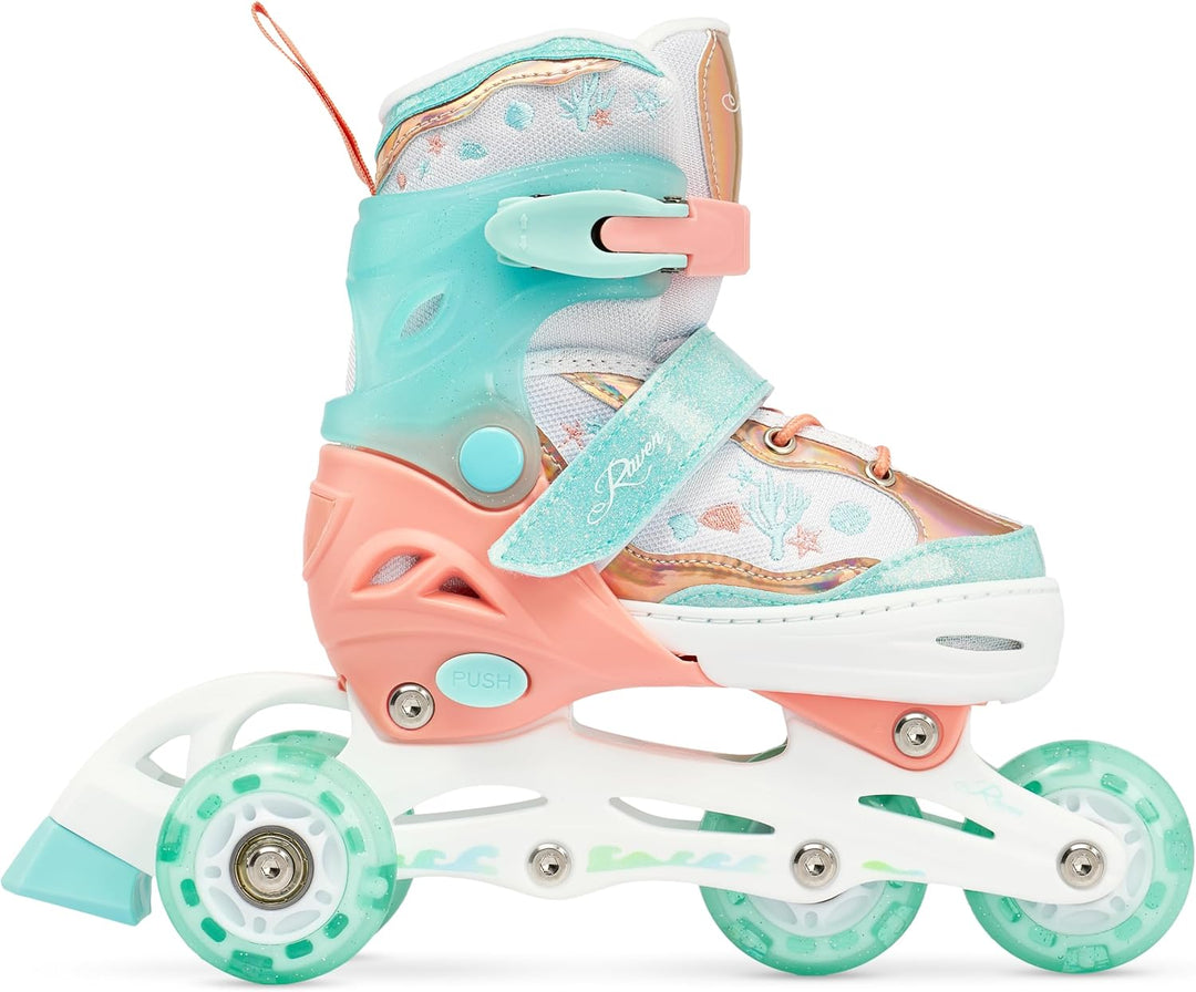 RAVEN 3in1 Inline Skates Triskates Rollschuhe Inliner für Kinder Mädchen verstellbar 30-33 (18,5cm-2