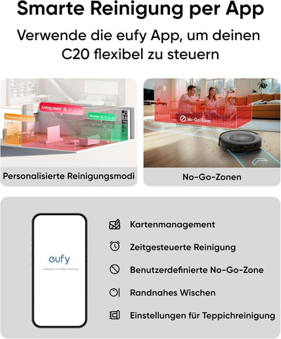 eufy Saugroboter Omni C20 mit All-in-One-Station, Auto-Entleerung, Auto-Wasch- und Trocknungsfunktio