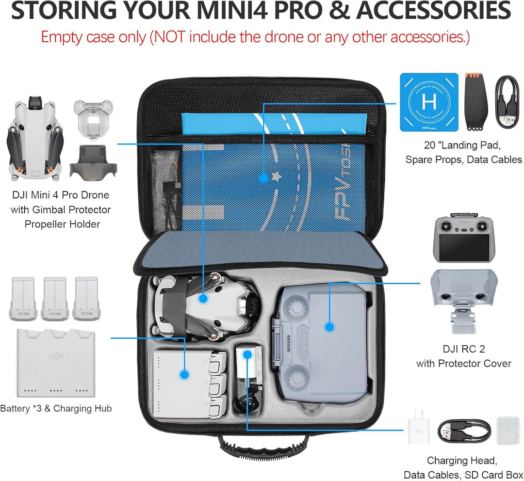 FPVtosky Mini 4 Pro Tasche, Portable Travel Case, Kompakte Tragetasche mit Tragegurt für DJI Mini 4