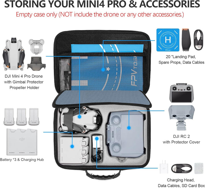 FPVtosky Mini 4 Pro Tasche, Portable Travel Case, Kompakte Tragetasche mit Tragegurt für DJI Mini 4