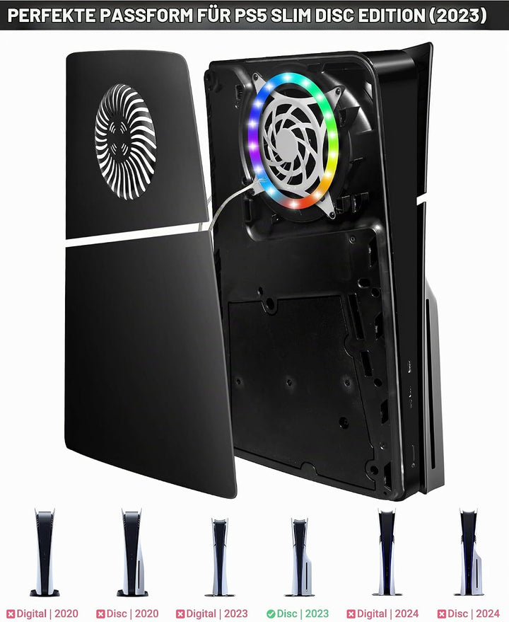 Joso Frontblende für PS5 Slim Disc Edition, Kratzfeste, staubdichte Ersatzhülle mit RGB-Ring, Abdeck