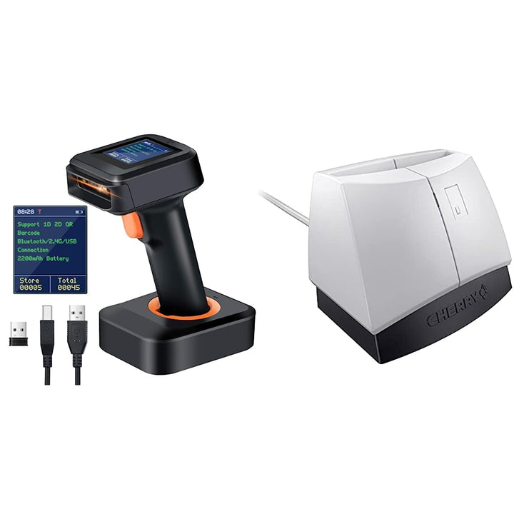 Tera 2D HW006 Barcode-Scanner, kabellos, QR-Code-Scanner mit Bluetooth, Zeitanzeige, Bildschirm, Bat