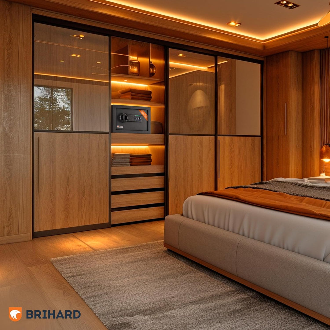 Brihard Home Electronischer Safe Kompakt - 20x31x20cm Kompakte Sicherheitsbox mit LED-Bildschirm mit