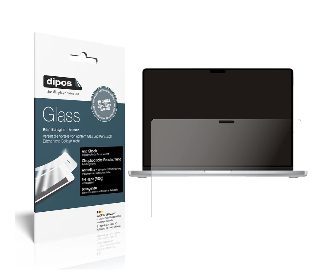 dipos I 2X Displayschutz matt kompatibel mit Apple MacBook Pro 16 Zoll (2021) Schutzfolie 9H Anti-Sh