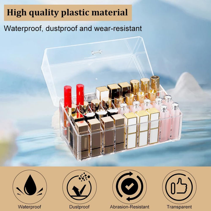 LPAMABA 36 Fächer Lippenstift Aufbewahrung mit Deckel Acryl Lippenstift Halter Transparent Lipstick