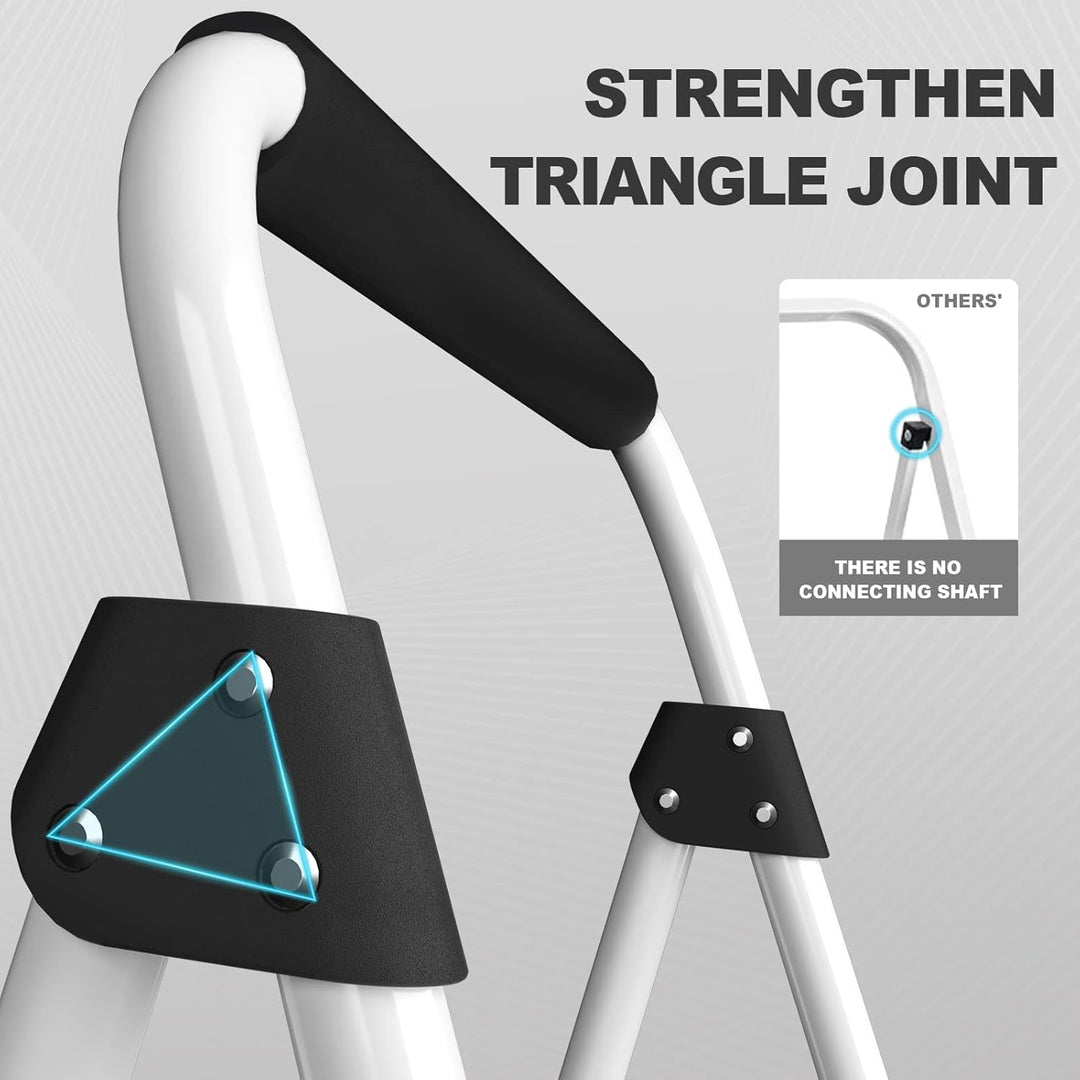 HBTower Leiter 3 Stufen, Klappstufen mit Breitem Anti-Rutsch-Pedal, Stabiler Praktischer Handgriff,