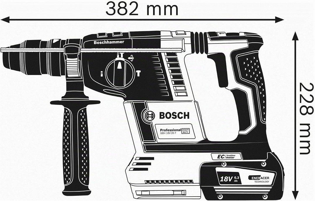Bosch Professional 18V System Akku Bohrhammer GBH 18V-26 F (inkl. Zusatzhandgriff, Tiefenanschlag, M