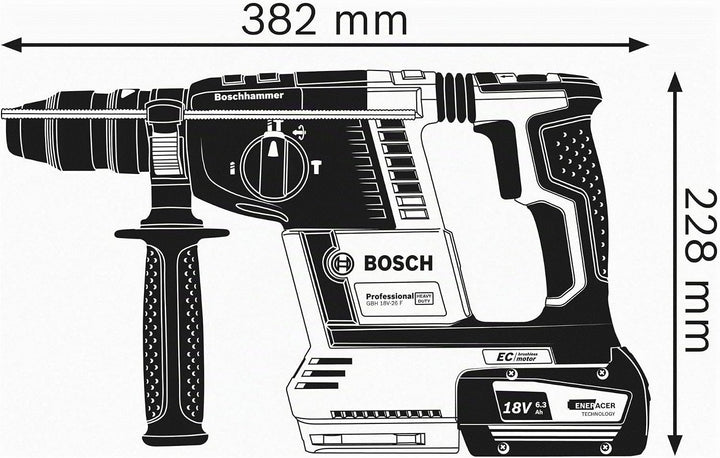 Bosch Professional 18V System Akku Bohrhammer GBH 18V-26 F (inkl. Zusatzhandgriff, Tiefenanschlag, M