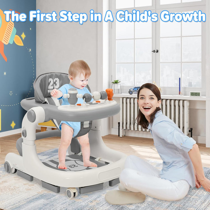Siairo 3 in 1 Lauflernhilfe Baby Lauflernhilfe mit einstellbarer Höhe & Geschwindigkeit Rollen, Lich