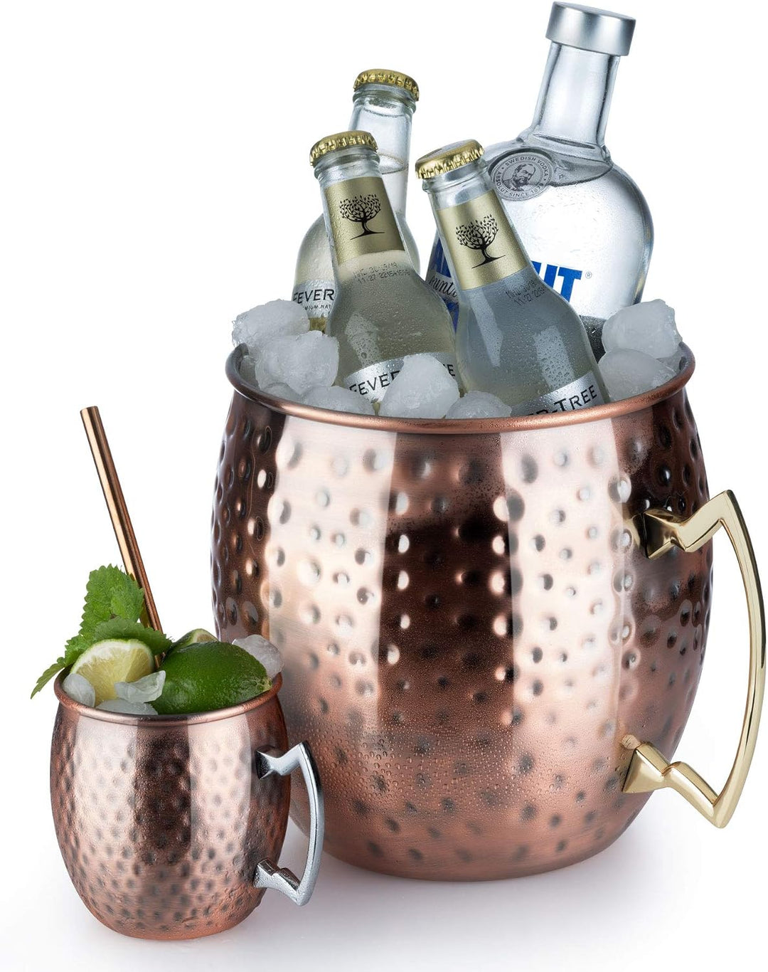 Moscow Mule Flaschenkühler, 5 Liter Volumen, hochwertiger Edelstahl-Kühler, lebensmittelecht, Hammer