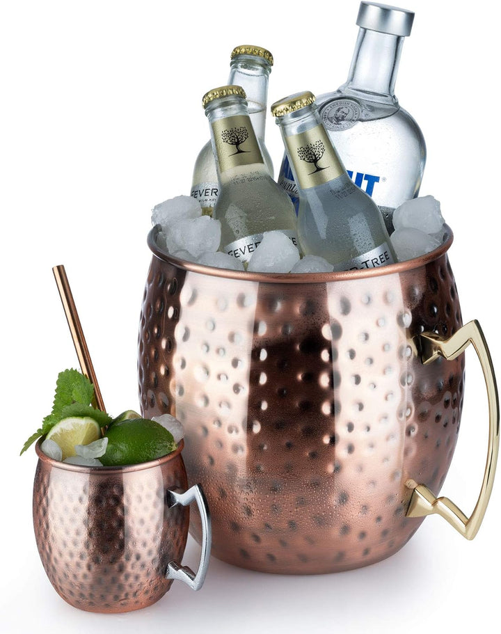 Moscow Mule Flaschenkühler, 5 Liter Volumen, hochwertiger Edelstahl-Kühler, lebensmittelecht, Hammer