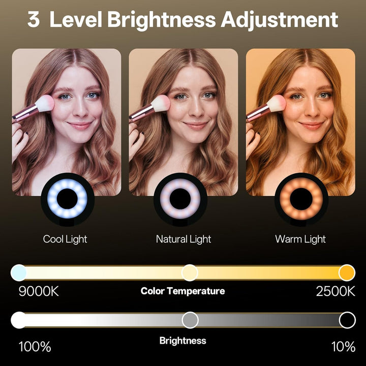 Magnetisches Selfie Licht Handy, Handylicht mit 3 Farbtemperaturen 2500k-9000k, 360° LED Ringlicht H