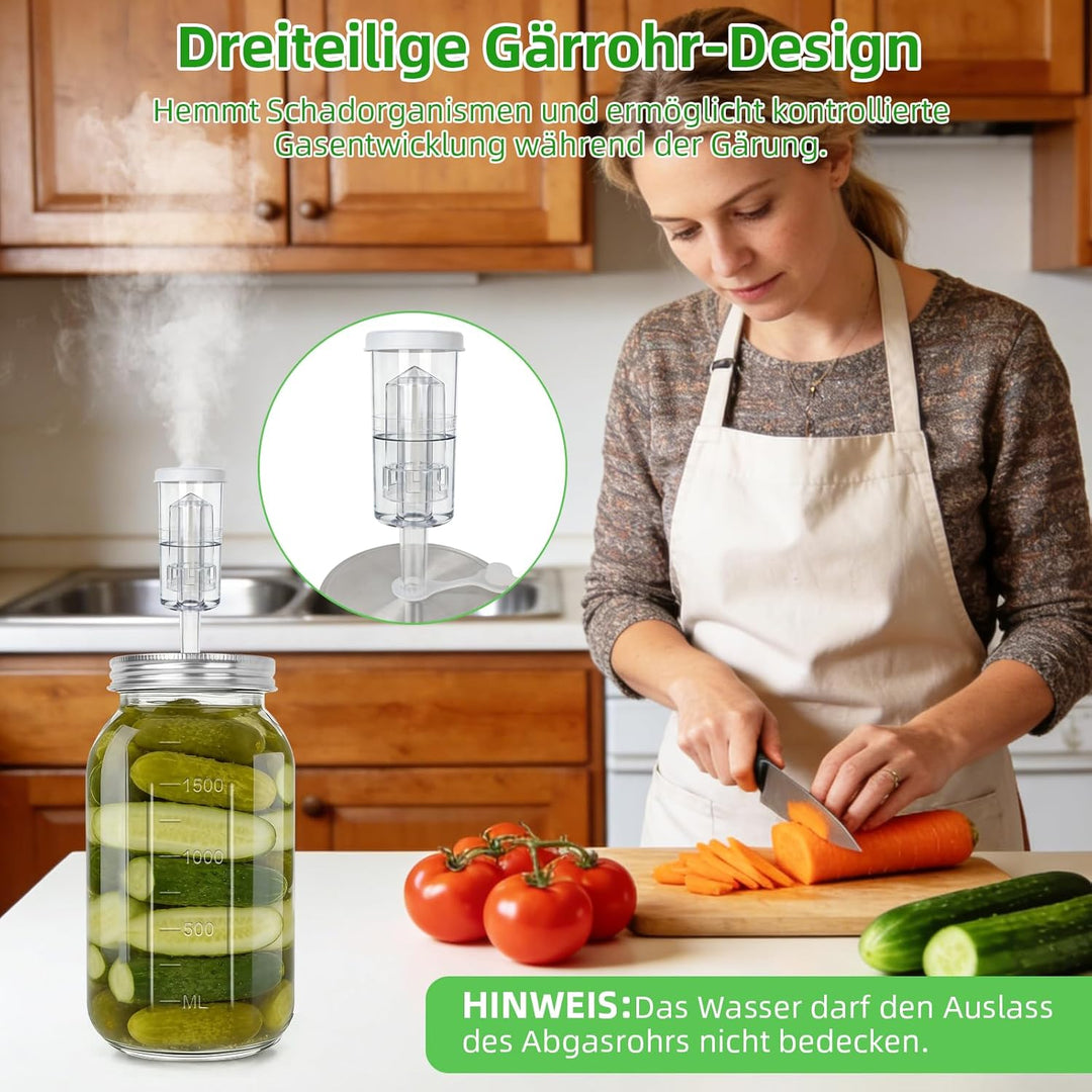 AULEEP 2L Fermentierglas mit Gewicht & Gärventil, 2er Fermentationsglas mit Fermentiergewichte, Ferm