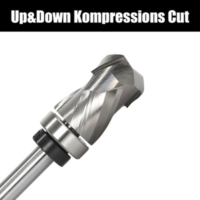 AKYLIN Spiral Bündigfräser 8mm Schaft，Up&Down Kompressions Cut Spiralfräser Fräser für Oberfräse，19