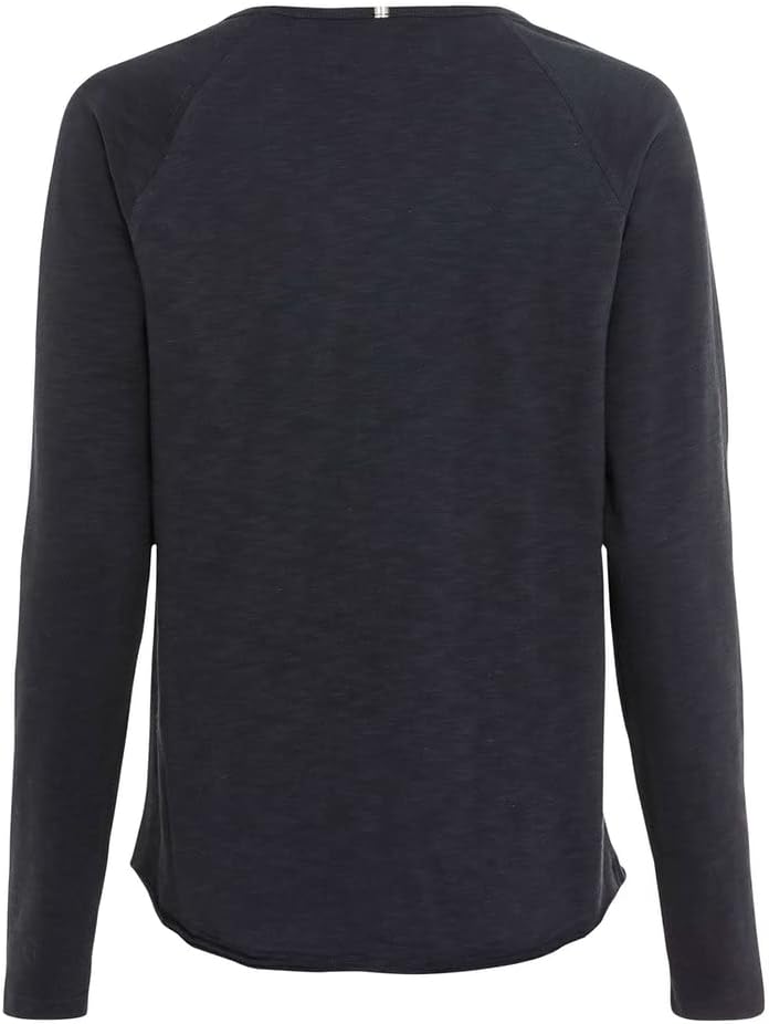 camel active Damen Basic Langarm T-Shirt mit Rundhalsausschnitt aus Reiner Baumwolle XS Dunkelblau,