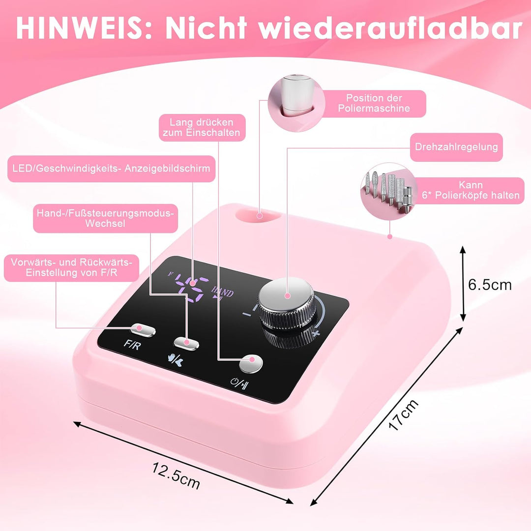 Nagelfräser Elektrisch für Gelnägel 45000 U/Min Maniküre Pediküre Set Elektrische Nagelfräser Profes