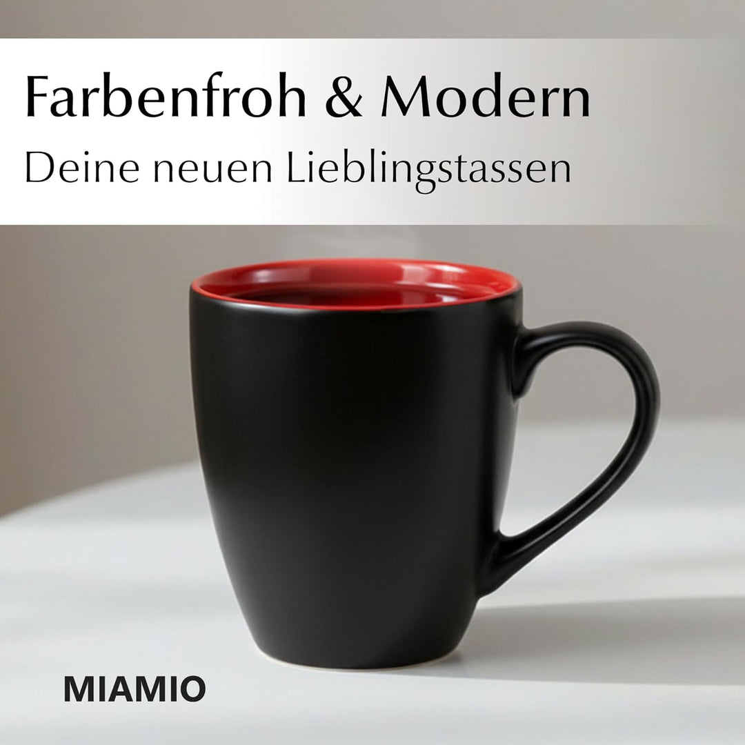 MIAMIO - 6 x 350 ml Kaffeetassen/Kaffeebecher Set - Tassen Set 6er Modern - Le Papillon Kollektion (