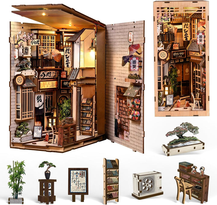 Book Nook Kit, DIY Miniatur Haus Puppenhaus Bausatz Bücherregal Deko für Jugendliche und Erwachsene（
