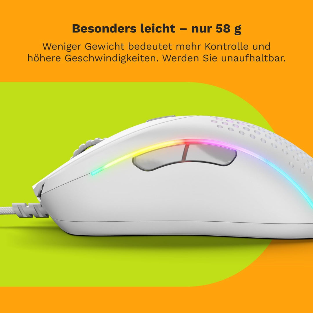 Glorious Gaming - Model D 2: Wired Ergonomic Mouse, Superlight 58g, 26K Optical Sensor, 6 Programmab