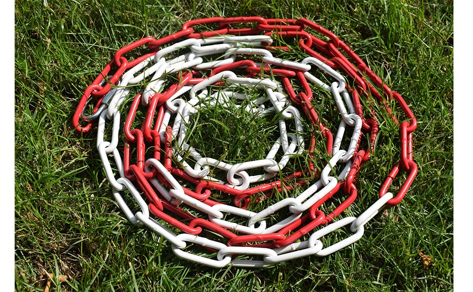 Absperrkette Metall Warnkette Zweifarbige Rot-Weisse Kette 10M, Gliederkette Sicherheitskette Bauste
