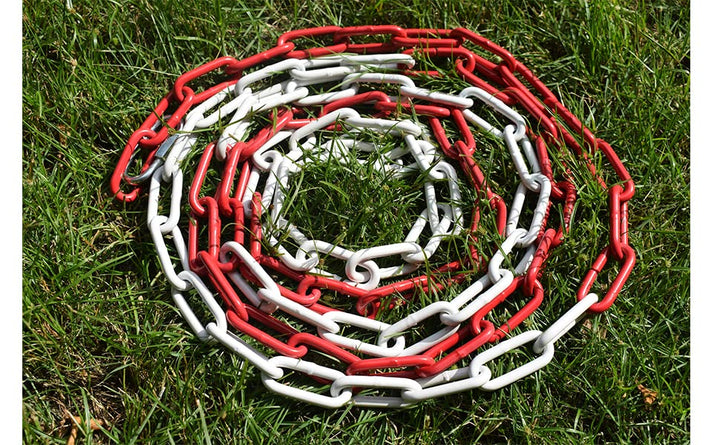 Absperrkette Metall Warnkette Zweifarbige Rot-Weisse Kette 10M, Gliederkette Sicherheitskette Bauste