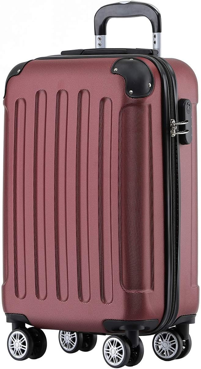 BEIBYE Zwillingsrollen Hardcase Reisekoffer Koffer Trolleys Hartschale in XL-L-M in 14 Farben (Weinr