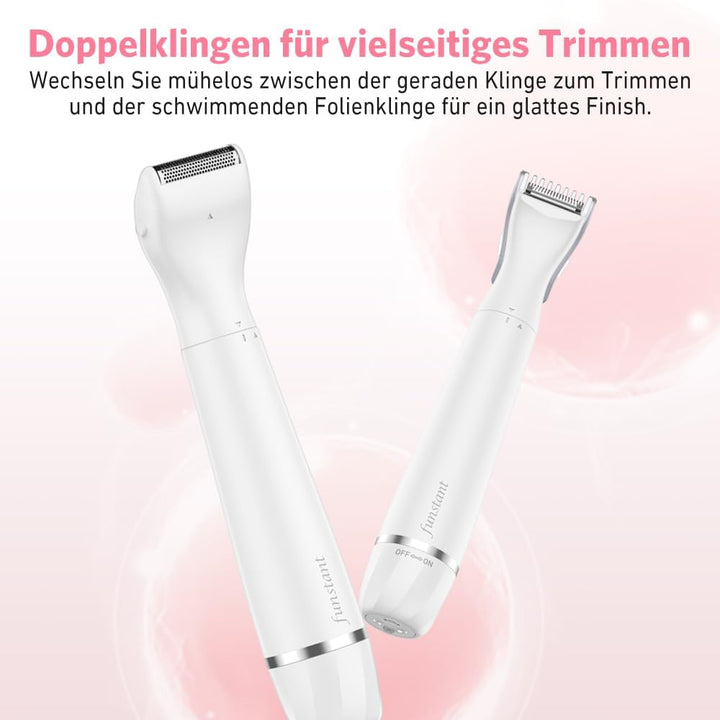 Intimrasierer Damen 2-in-1, Bikini Trimmer mit Präzisionstrimmer und Folienrasierer, Für Intimbereic