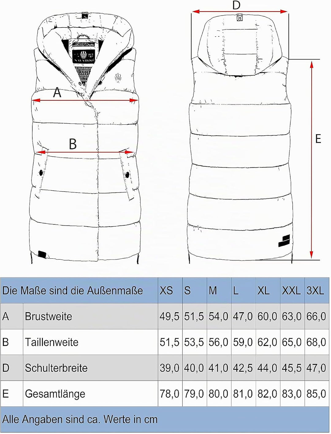 Navahoo warme Damen Winter Steppweste lang mit Kapuze Madilynaa XS-XXL XS Wine, XS Wine