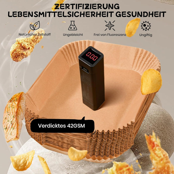 300 Stück Backpapier für Heissluftfritteuse mit Doppelkammer, 20,5x14CM Airfryer Backpapier für Ninj