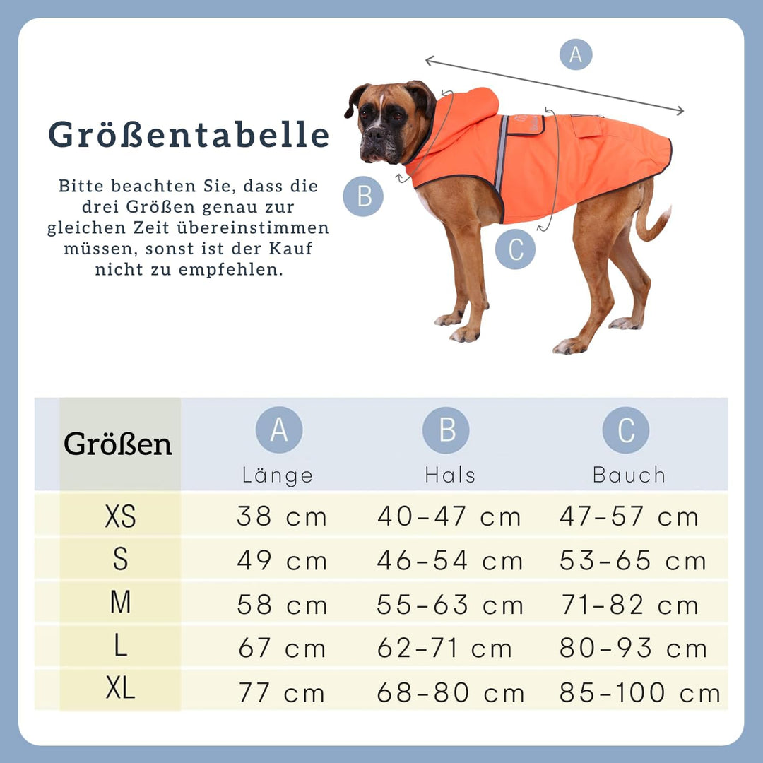 Bella & Balu Hunderegenmantel wasserdicht mit Kapuze und Reflektoren für sichere Gassigänge, Hundesp