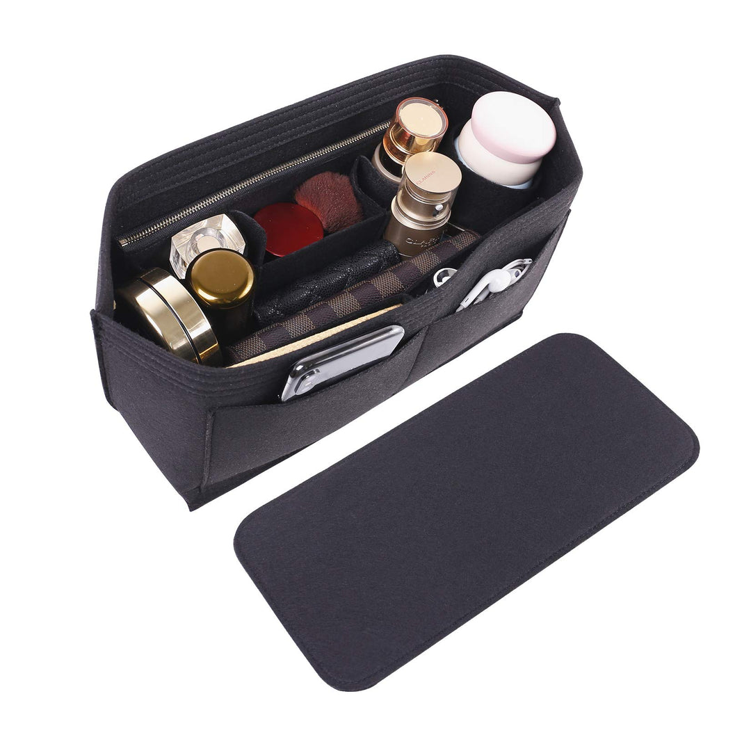 Doxo Filz Handtaschen-Organizer für LV Speedy 30, Neverfull PM (M, schwarze Tasche + schwarzer Boden