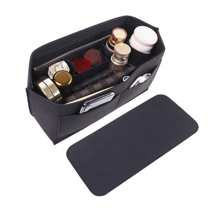 Doxo Filz Handtaschen-Organizer für LV Speedy 30, Neverfull PM (M, schwarze Tasche + schwarzer Boden
